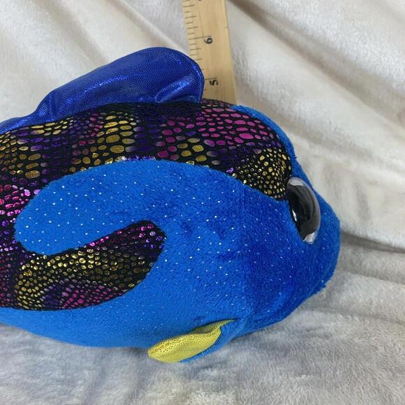 TY BEANIE BOOS AQUA THE 8" BLUE METALLIC FISH PLUSH STUFFED ANIMAL 2017​ - Picture 8 of 10